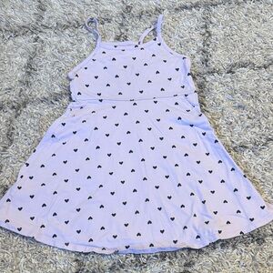 Heart Patterned Kids Dress - Purple and Black